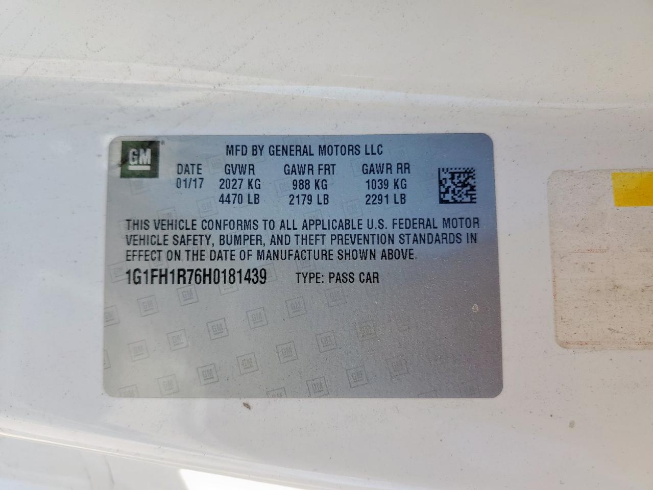 2017 Chevrolet Camaro Ss VIN: 1G1FH1R76H0181439 Lot: 92191185