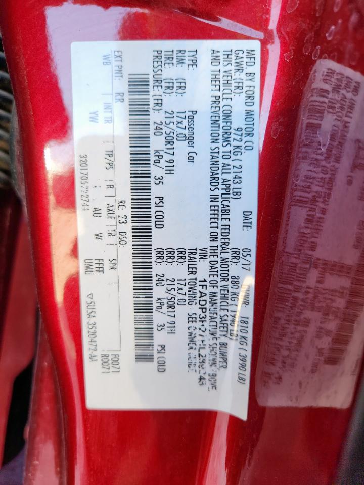 2017 Ford Focus Sel VIN: 1FADP3H27HL289348 Lot: 89729975