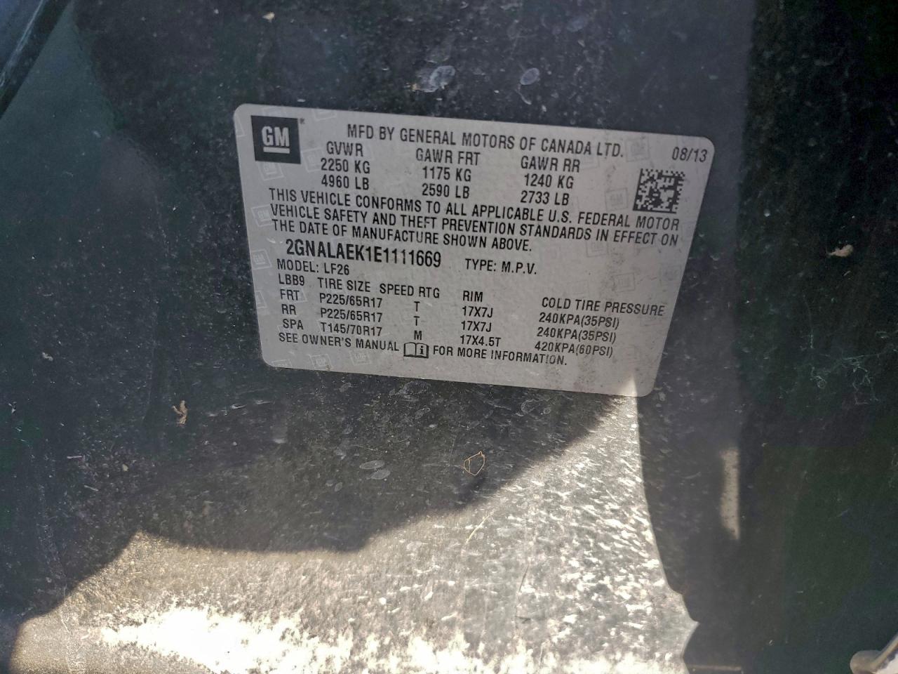 2014 Chevrolet Equinox Ls VIN: 2GNALAEK1E1111669 Lot: 94577095