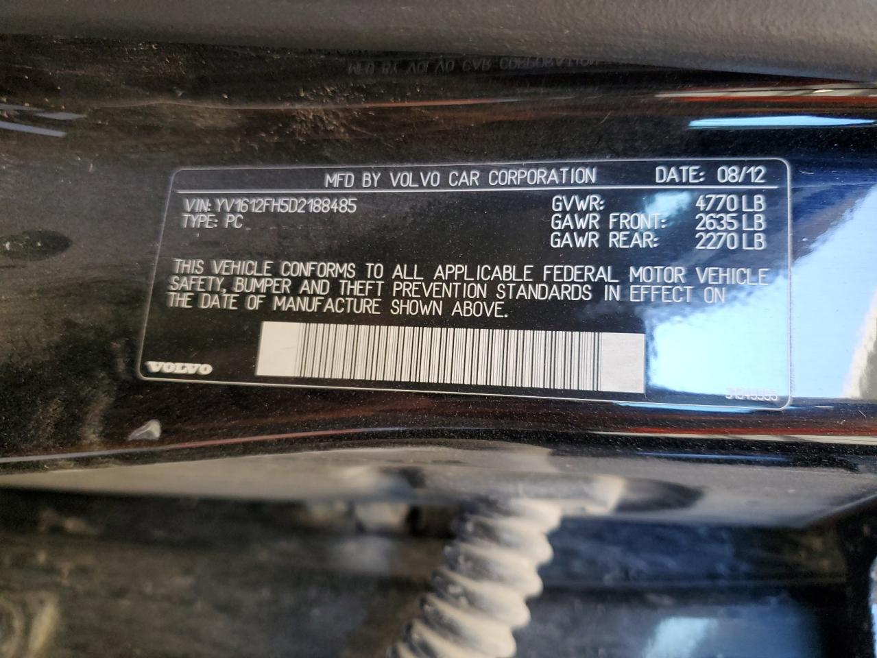 2013 Volvo S60 T5 VIN: YV1612FH5D2188485 Lot: 90111435