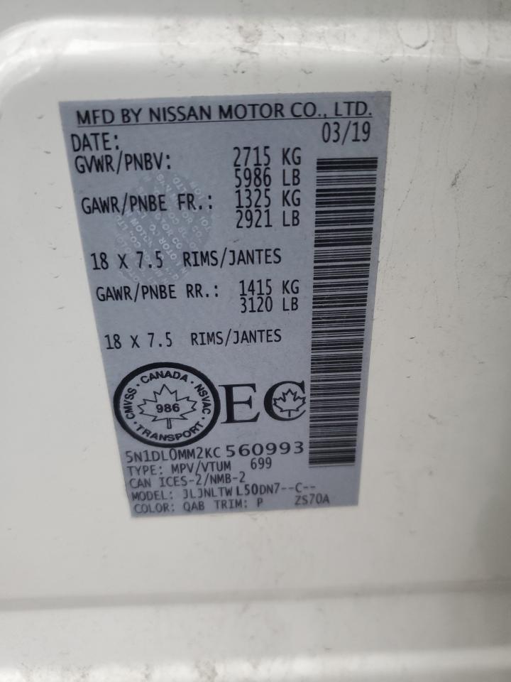 2019 Infiniti Qx60 Luxe VIN: 5N1DL0MM2KC560993 Lot: 91988645