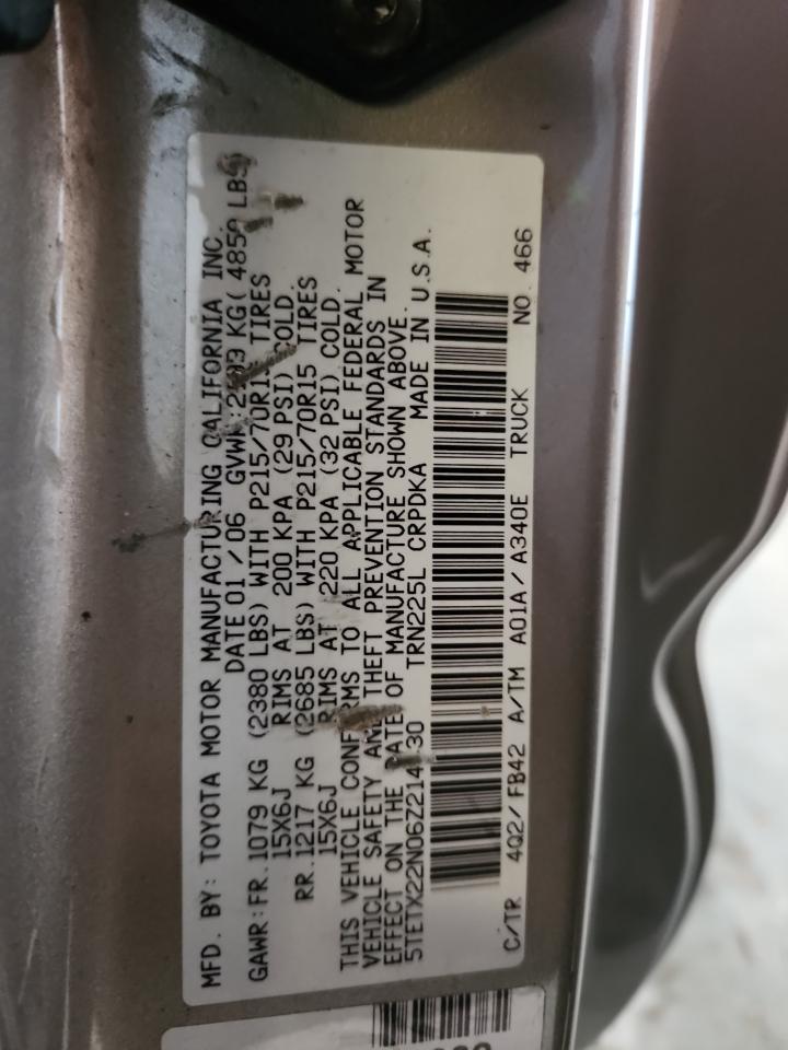 2006 Toyota Tacoma Access Cab VIN: 5TETX22N06Z214430 Lot: 93383025