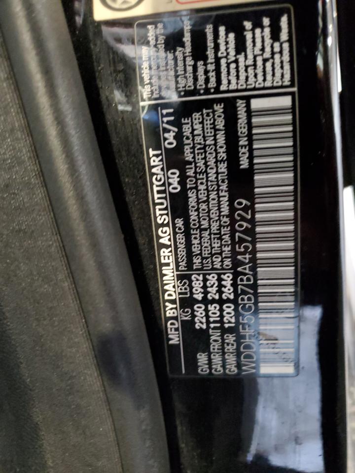 2011 Mercedes-Benz E 350 VIN: WDDHF5GB7BA457929 Lot: 92746835