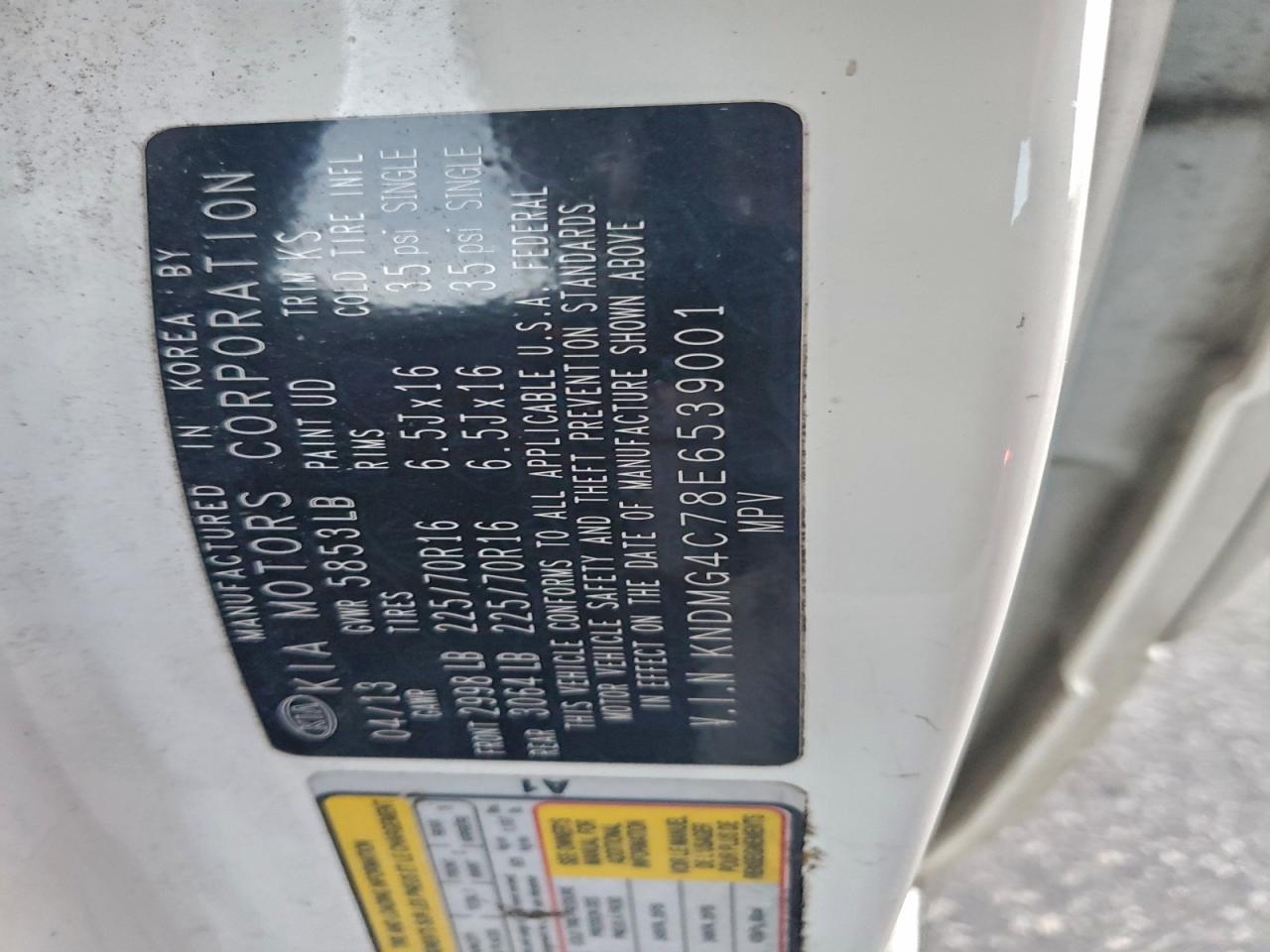 2014 Kia Sedona Lx VIN: KNDMG4C78E6539001 Lot: 93925755