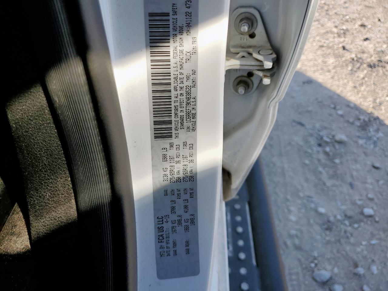 2019 Ram 1500 Big Horn/Lone Star VIN: 1C6RREFT9KN838522 Lot: 93121955