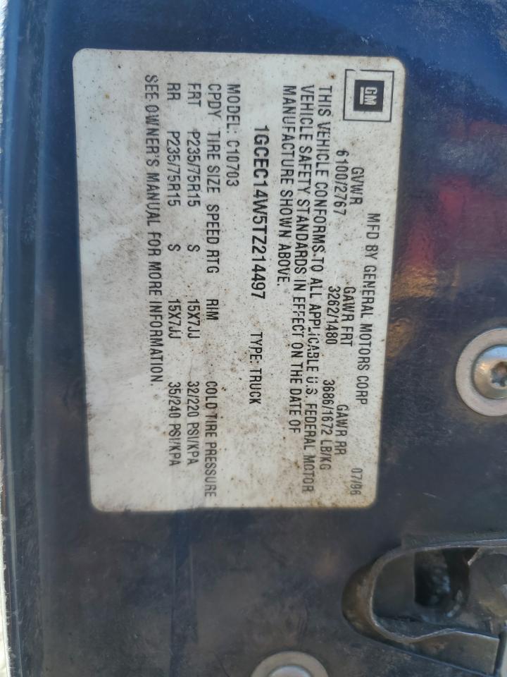 1996 Chevrolet Gmt-400 C1500 VIN: 1GCEC14W5TZ214497 Lot: 92855635