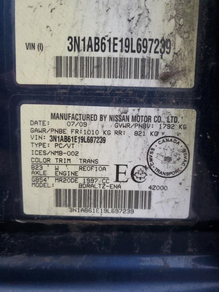 2009 Nissan Sentra 2.0 VIN: 3N1AB61E19L697239 Lot: 93751215