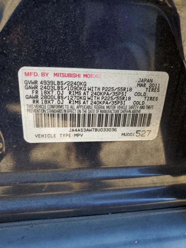 2011 Mitsubishi Outlander Se VIN: JA4AS3AW7BU033036 Lot: 92458935