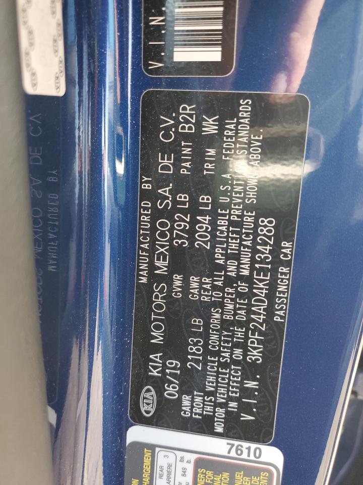 2019 Kia Forte Fe VIN: 3KPF24AD4KE134288 Lot: 91507465