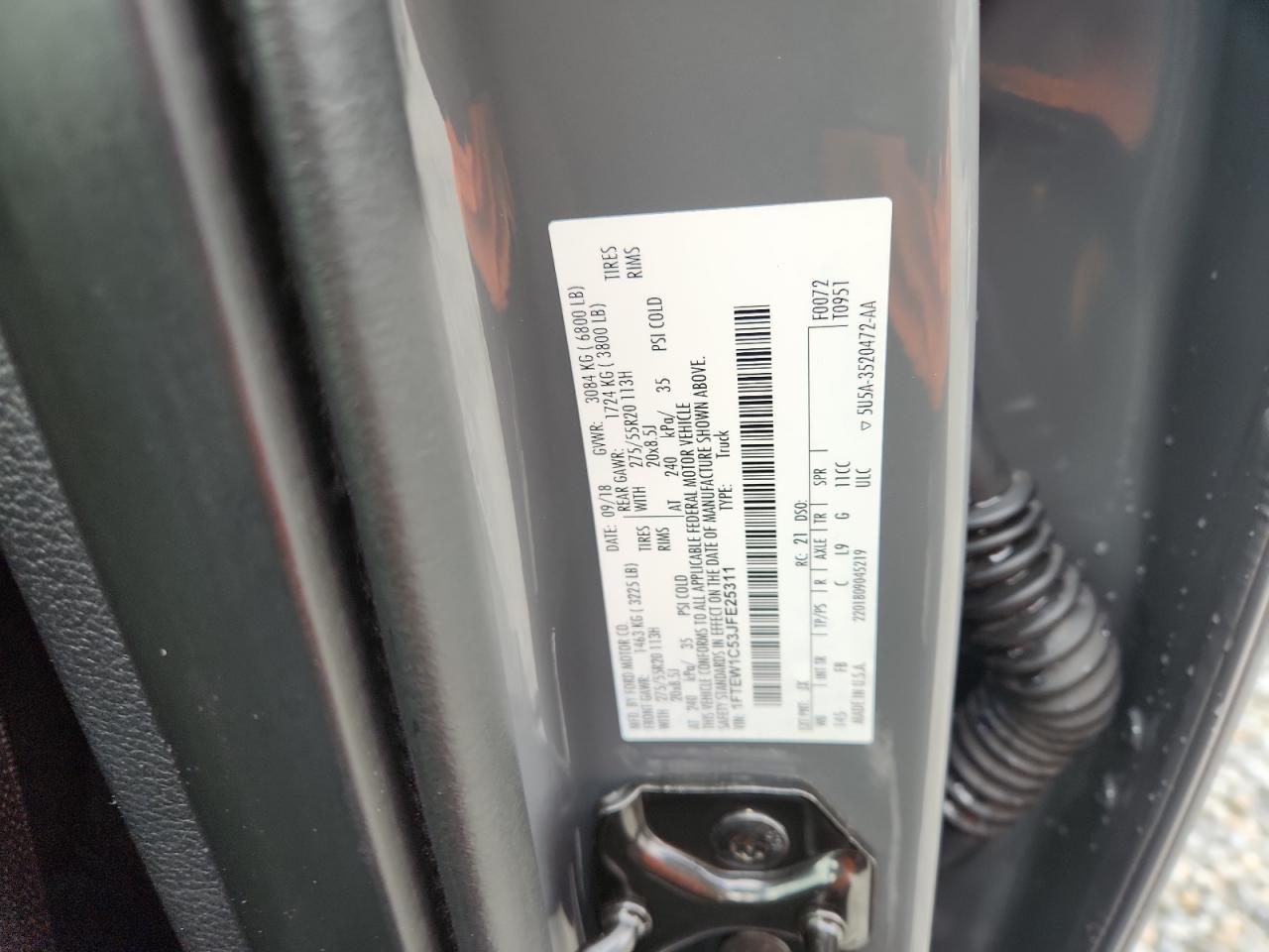 2018 Ford F150 Supercrew VIN: 1FTEW1C53JFE25311 Lot: 89933615