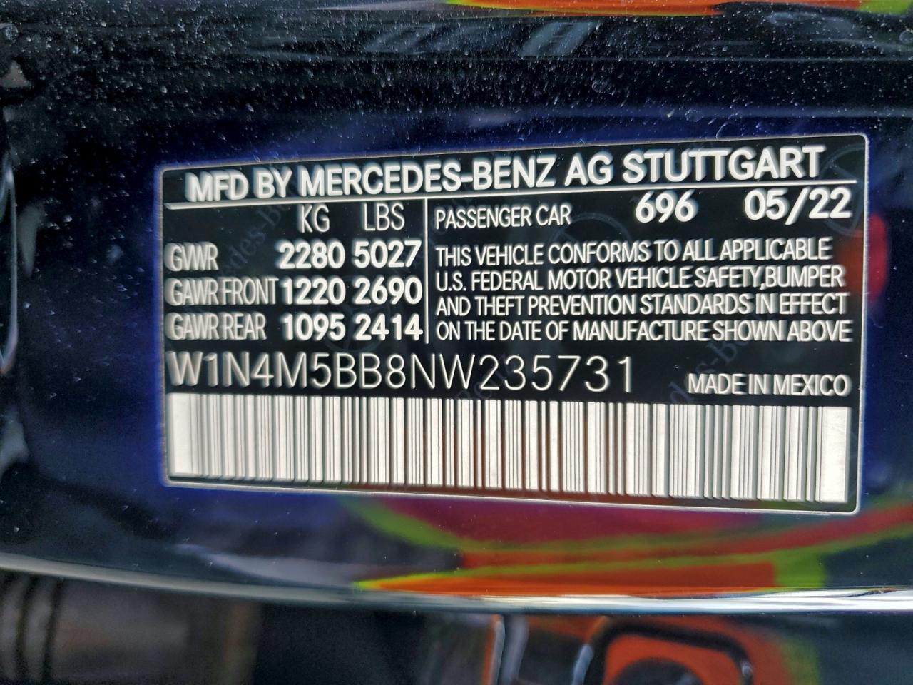 2022 Mercedes-Benz Glb Amg 35 4Matic VIN: W1N4M5BB8NW235731 Lot: 93690855