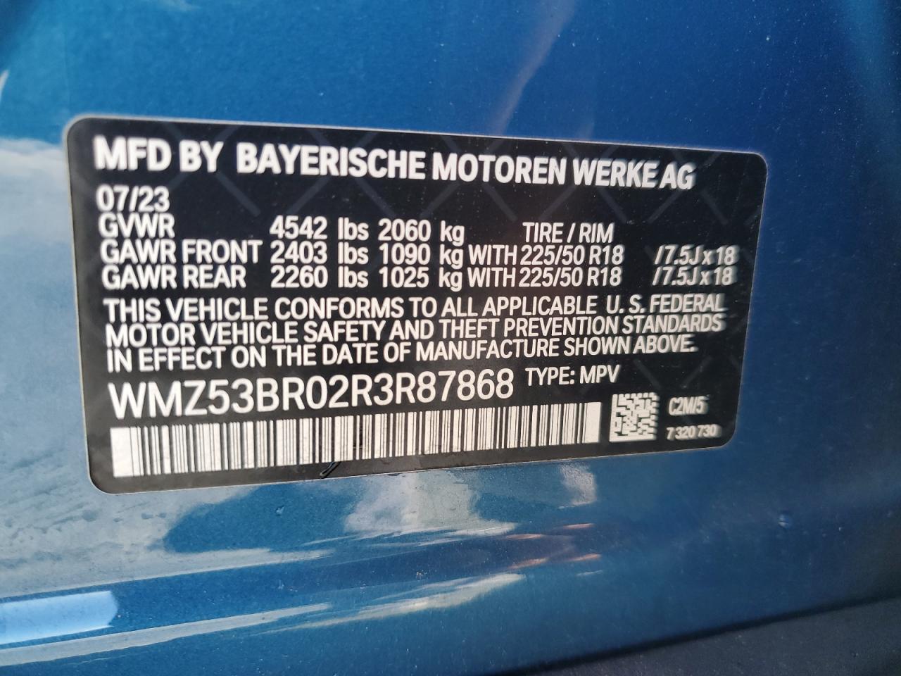 2024 Mini Cooper S Countryman VIN: WMZ53BR02R3R87868 Lot: 91731275