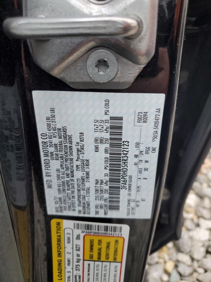 2017 Ford Fusion Se VIN: 3FA6P0HD5HR342123 Lot: 91985855