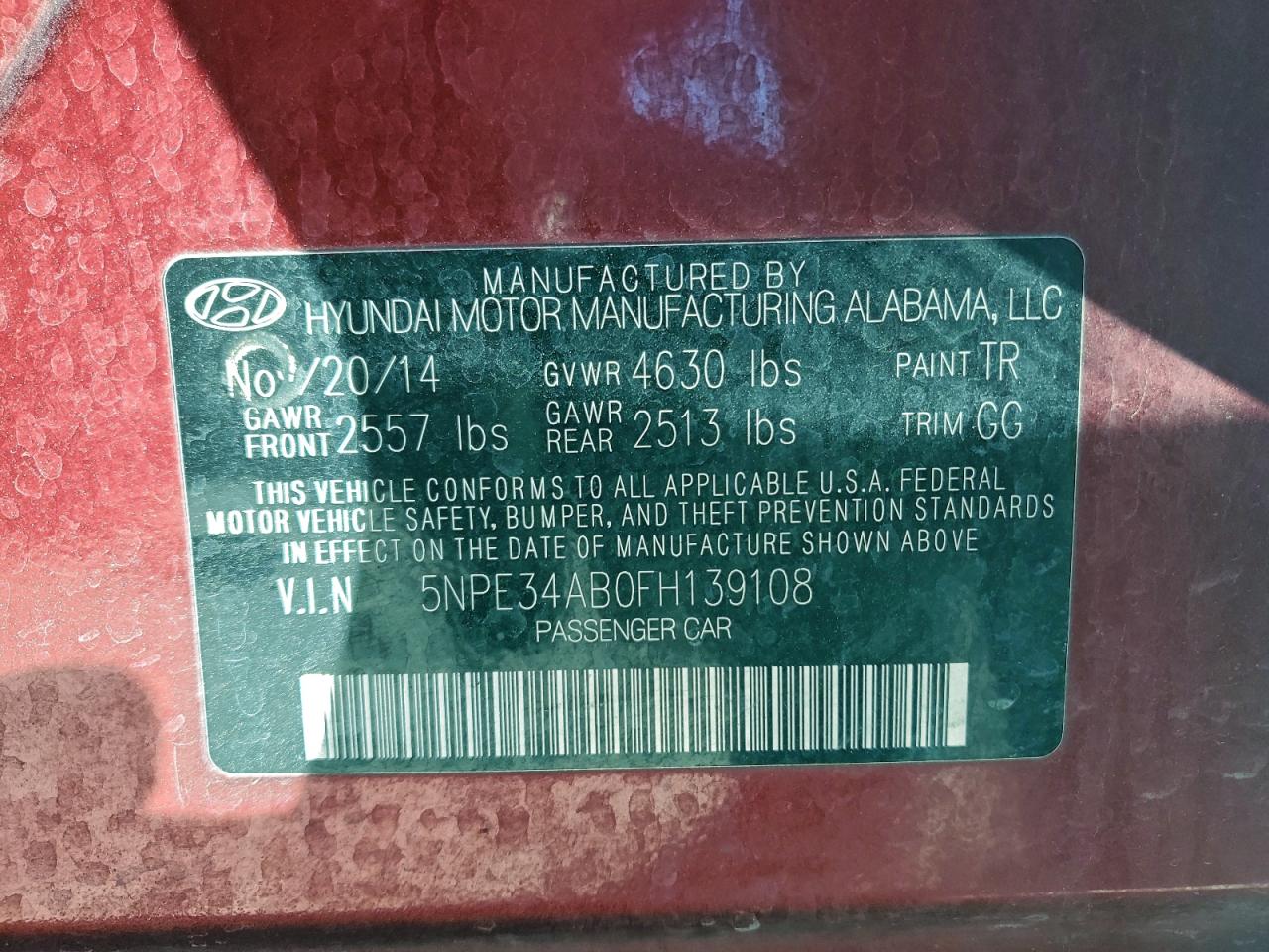 2015 Hyundai Sonata Sport VIN: 5NPE34AB0FH139108 Lot: 93514475