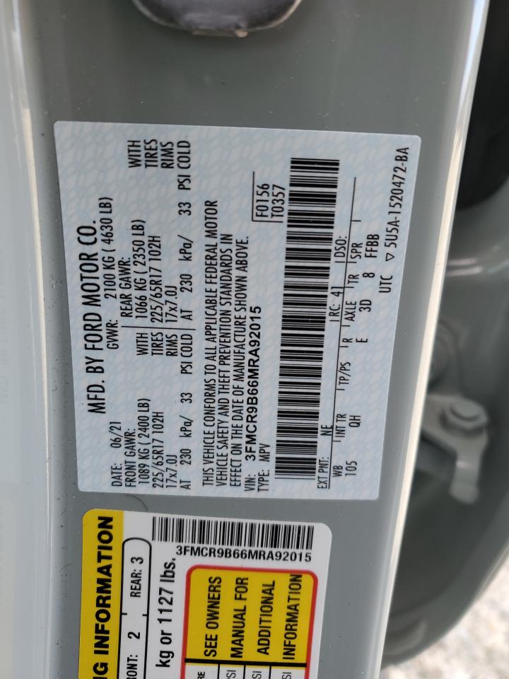 2021 Ford Bronco Sport Big Bend VIN: 3FMCR9B66MRA92015 Lot: 93010155