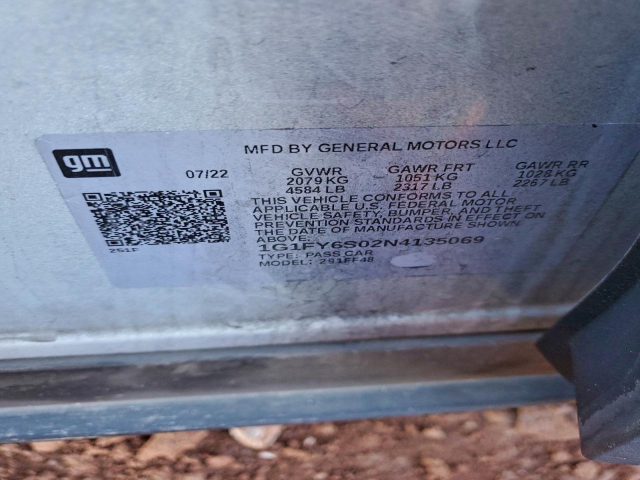 2022 Chevrolet Bolt Euv Lt VIN: 1G1FY6S02N4135069 Lot: 94589395