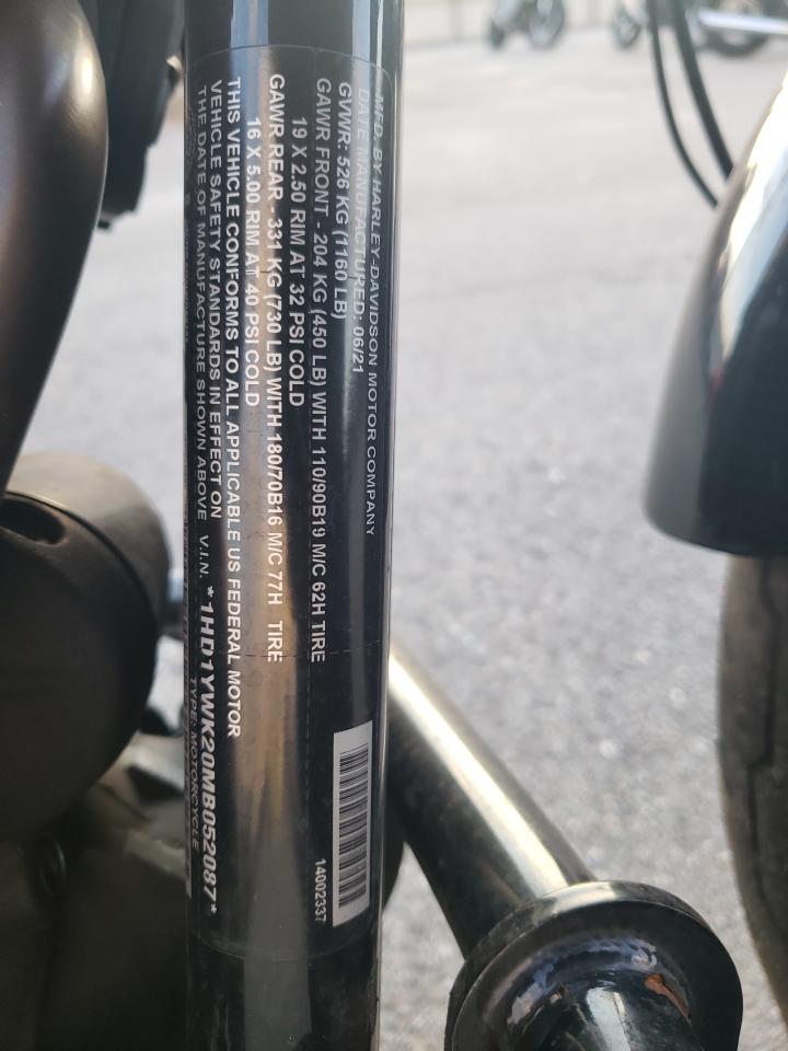 2021 Harley-Davidson Fxlrs VIN: 1HD1YWK20MB052087 Lot: 93656375