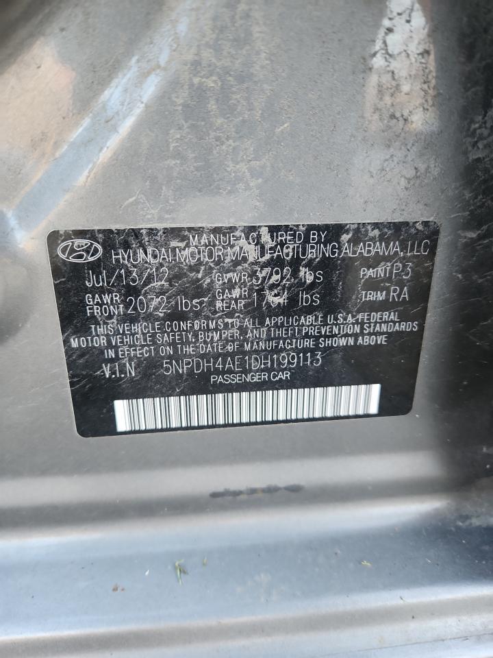2013 Hyundai Elantra Gls VIN: 5NPDH4AE1DH199113 Lot: 91919645