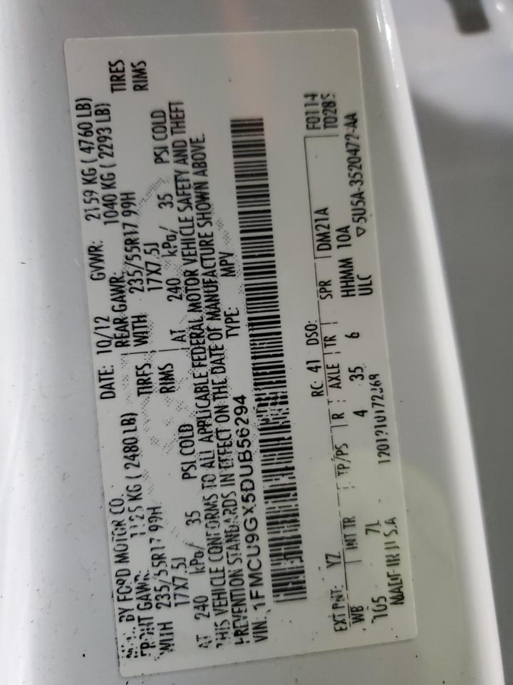 2013 Ford Escape Se VIN: 1FMCU9GX5DUB56294 Lot: 91408675