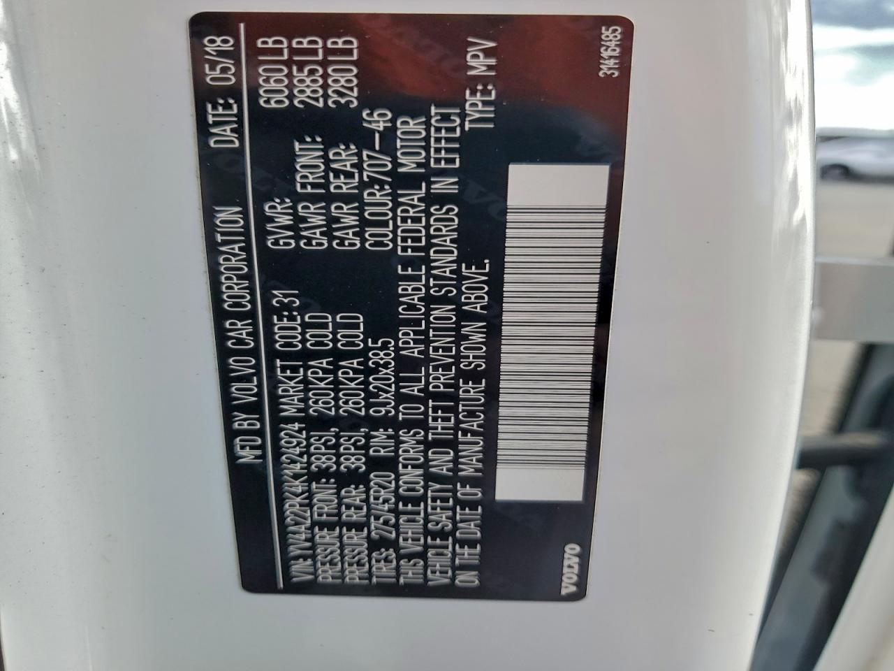 2019 Volvo Xc90 T6 Momentum VIN: YV4A22PK4K1424924 Lot: 94149825