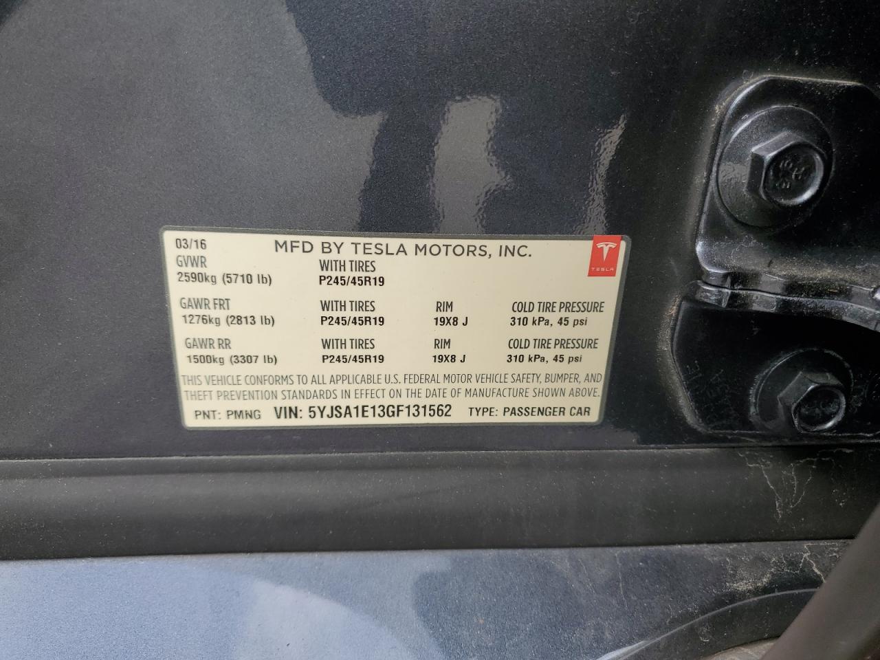 2022 Tesla Model S VIN: 5YJSA1E13GF131562 Lot: 92475555