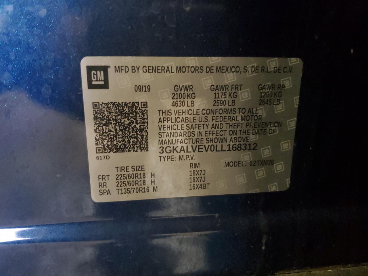 2020 GMC Terrain Slt VIN: 3GKALVEV0LL168312 Lot: 92536265