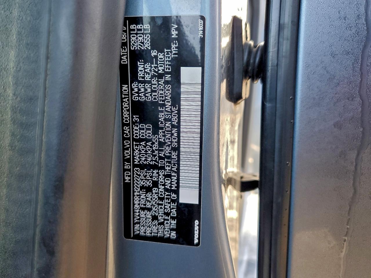 2017 Volvo Xc60 T6 Dynamic VIN: YV449MRR1H2222723 Lot: 91488895