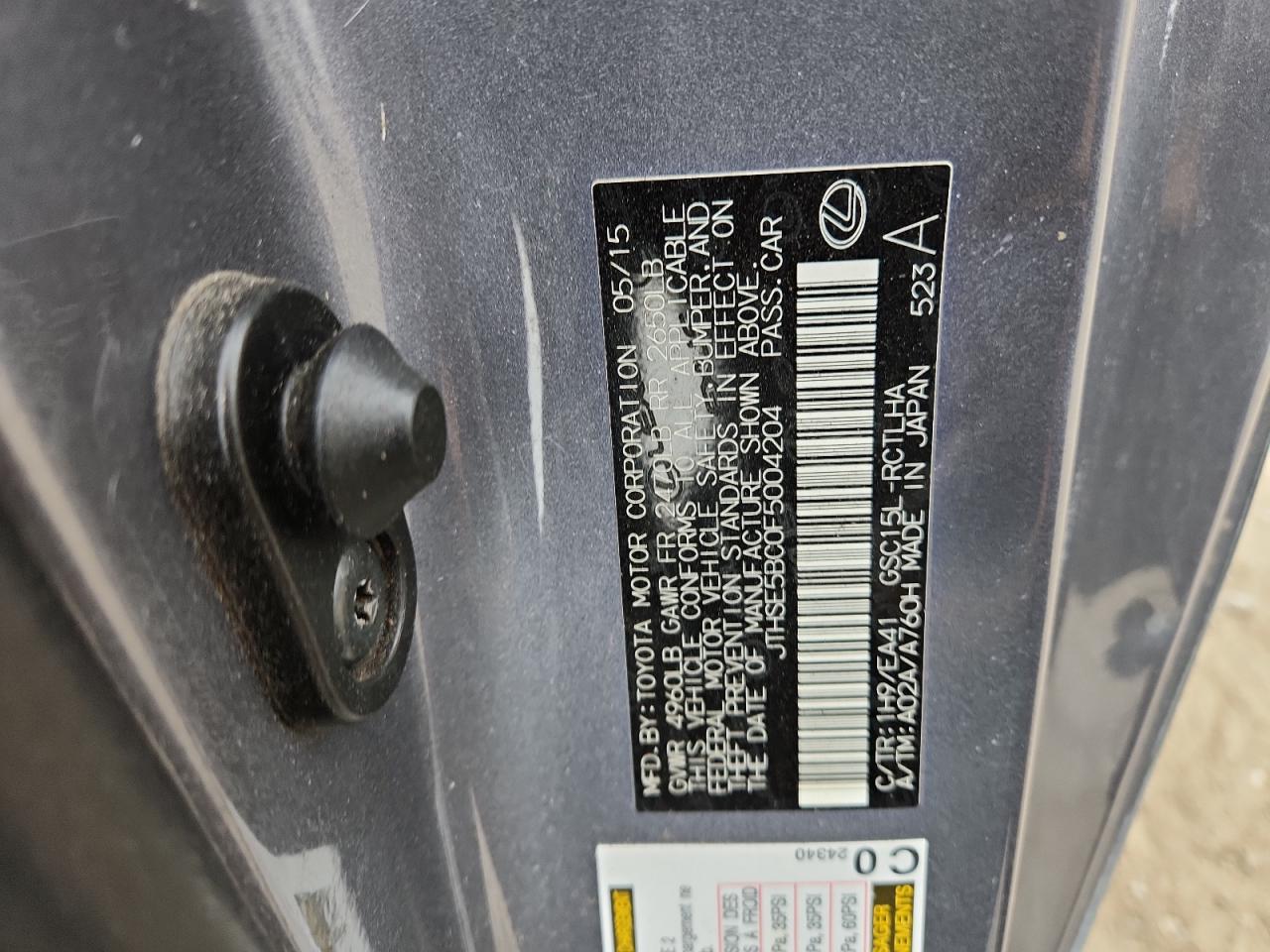 2015 Lexus Rc 350 VIN: JTHSE5BC0F5004204 Lot: 93182095