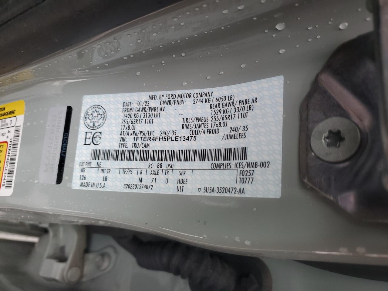 2023 Ford Ranger Xl VIN: 1FTER4FH5PLE13475 Lot: 92465255