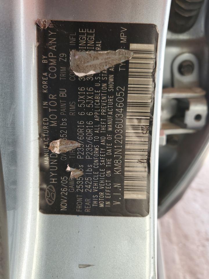 2006 Hyundai Tucson Gls VIN: KM8JN12D36U346052 Lot: 92340375