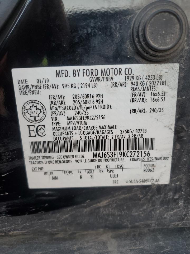 2019 Ford Ecosport S VIN: MAJ6S3FL9KC272156 Lot: 91425055