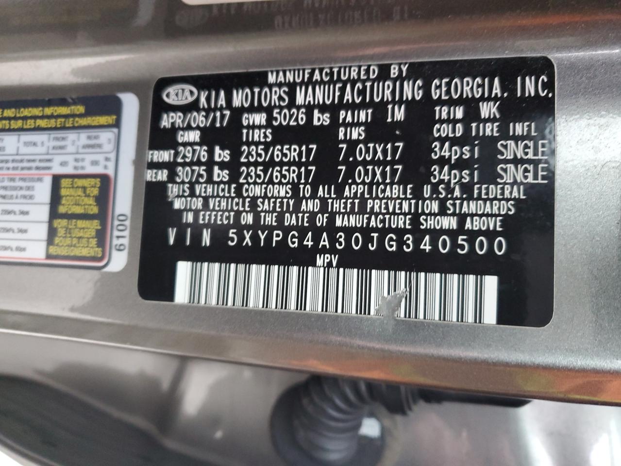 2018 Kia Sorento Lx VIN: 5XYPG4A30JG340500 Lot: 93087455