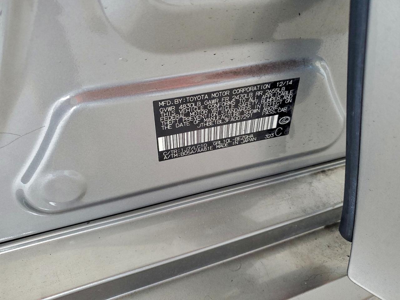 2015 Lexus Gs 350 VIN: JTHBE1BL3FA007291 Lot: 94495305