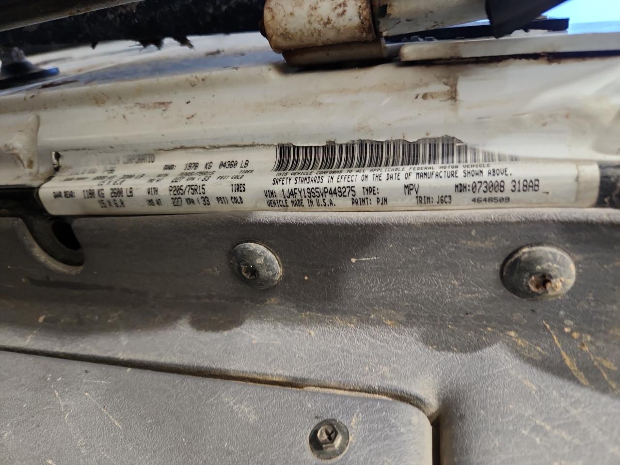 1997 Jeep Wrangler / Tj Sport VIN: 1J4FY19S5VP449275 Lot: 94280105