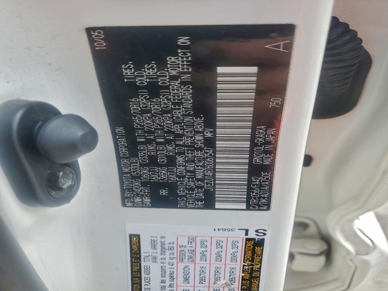 2006 Toyota 4Runner Sr5 VIN: JTEZU14R760067547 Lot: 94107965