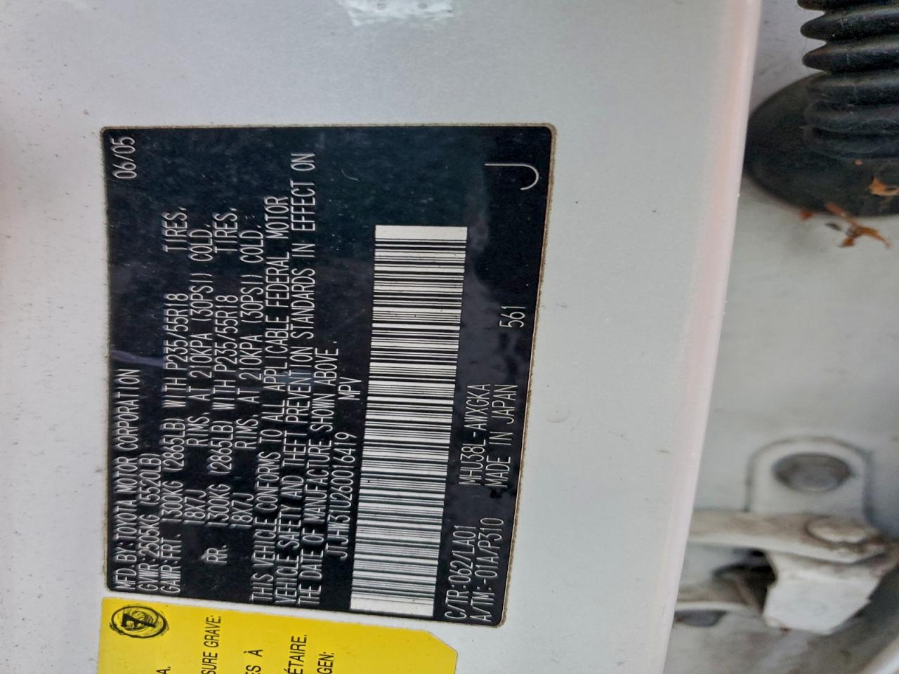 2006 Lexus Rx 400 VIN: JTJHW31U260016419 Lot: 93035975