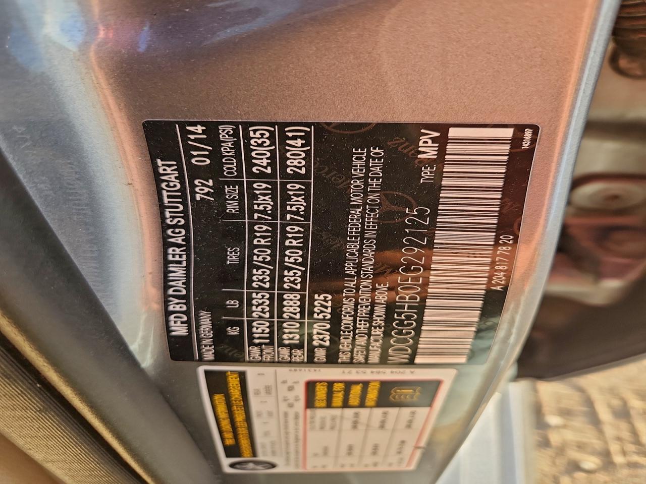 2014 Mercedes-Benz Glk 350 VIN: WDCGG5HB0EG292125 Lot: 94666625