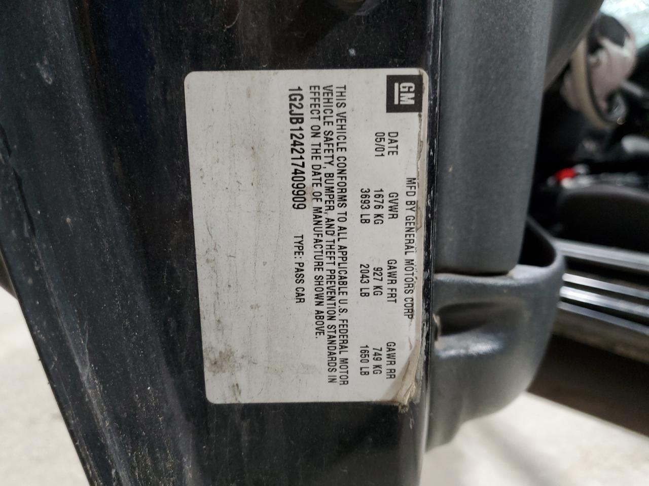 2001 Pontiac Sunfire Se VIN: 1G2JB124217409909 Lot: 93201135