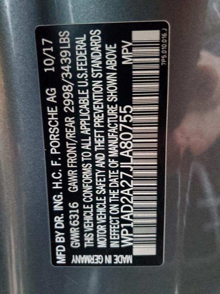 2018 Porsche Cayenne Gts VIN: WP1AD2A27JLA80755 Lot: 93505245