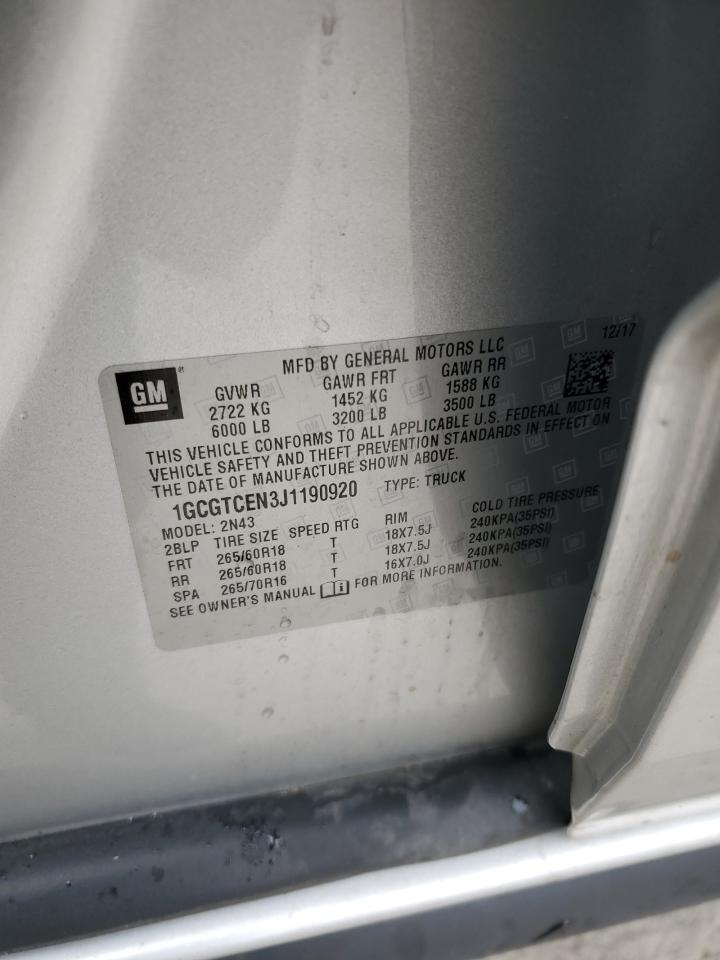 2018 Chevrolet Colorado Lt VIN: 1GCGTCEN3J1190920 Lot: 93721295