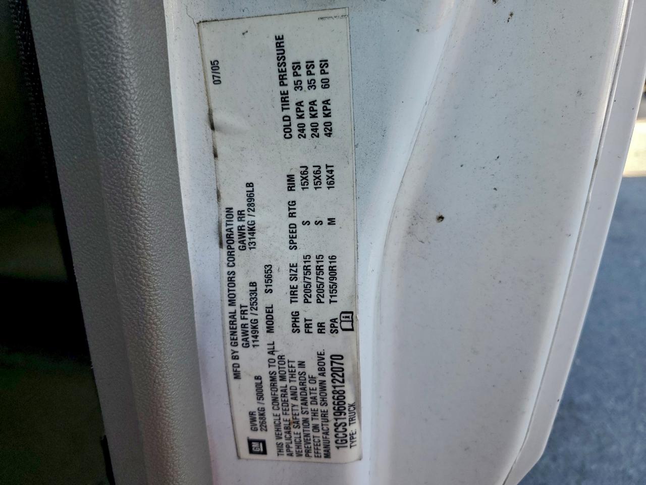 2006 Chevrolet Colorado VIN: 1GCCS196668122070 Lot: 94236015