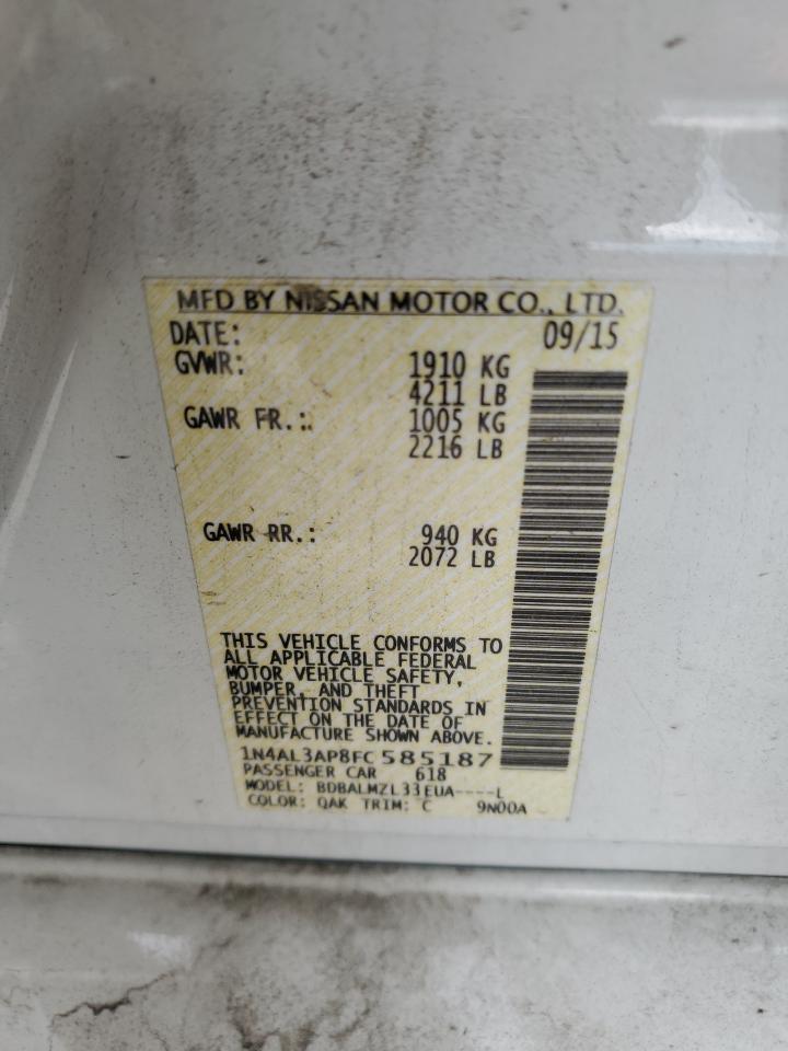 2015 Nissan Altima 2.5 VIN: 1N4AL3AP8FC585187 Lot: 91877695