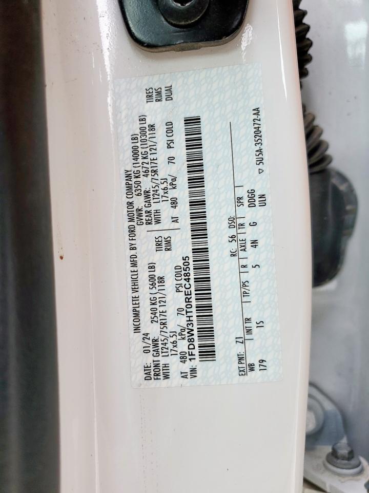 2024 Ford F350 Super Duty VIN: 1FD8W3HT0REC48505 Lot: 93438485