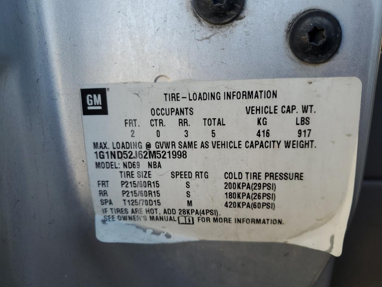 2002 Chevrolet Malibu VIN: 1G1ND52J62M521998 Lot: 91297865