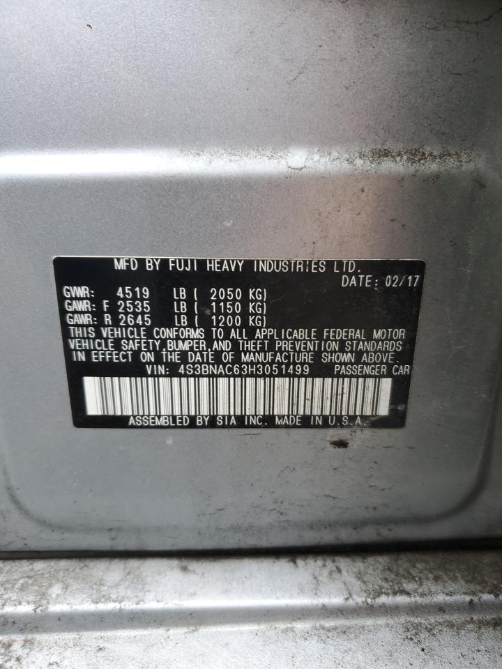 2017 Subaru Legacy 2.5I Premium VIN: 4S3BNAC63H3051499 Lot: 92909165