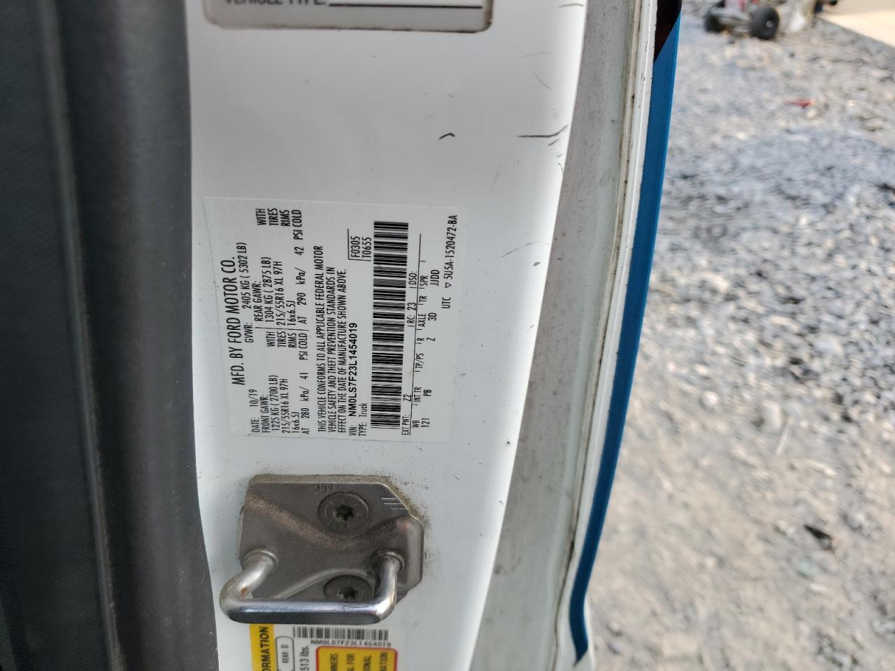 2020 Ford Transit Co Utility / Service Van VIN: NM0LS7F23L1454019 Lot: 93021205