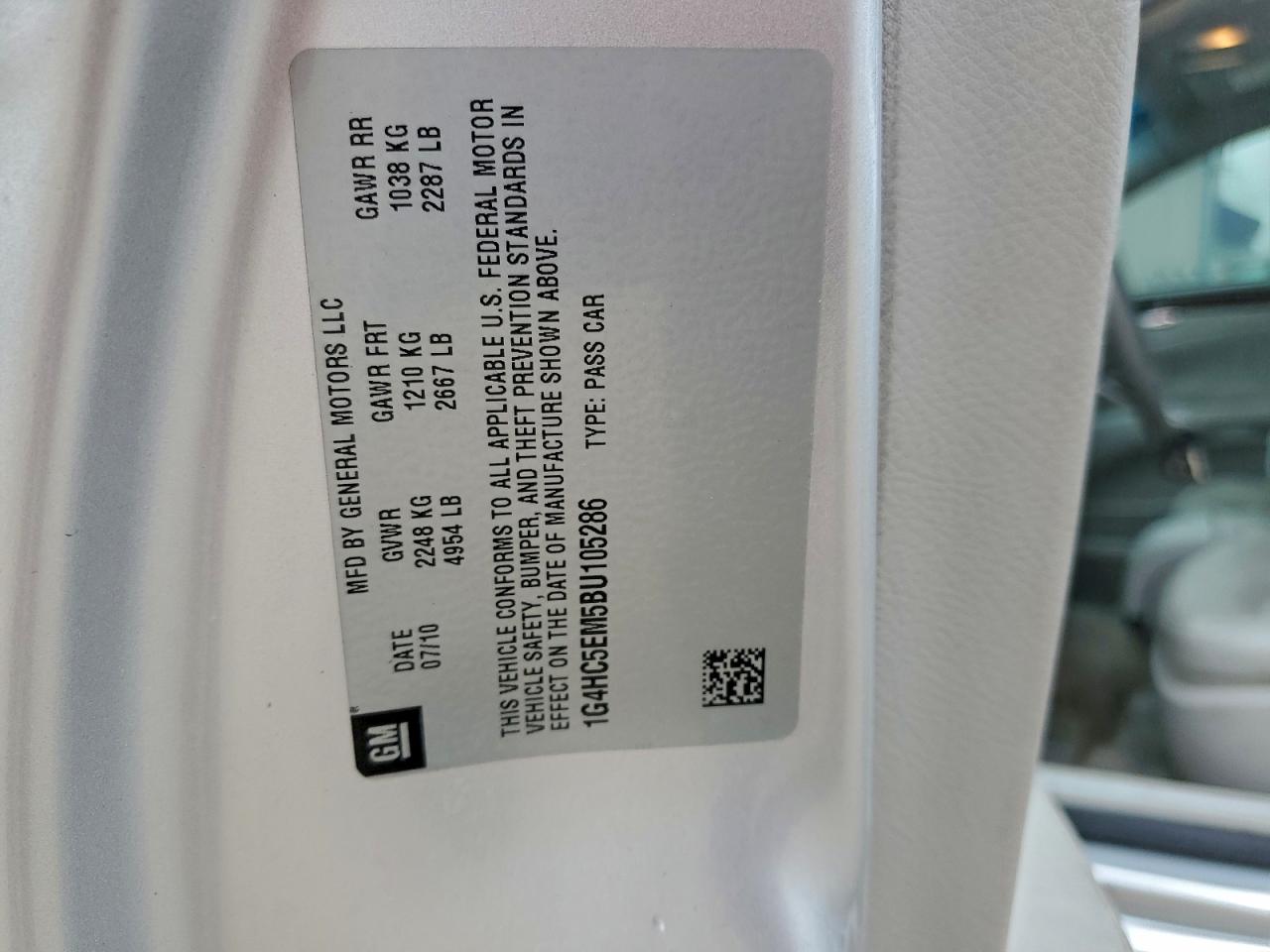 2011 Buick Lucerne Cxl VIN: 1G4HC5EM5BU105286 Lot: 93415355