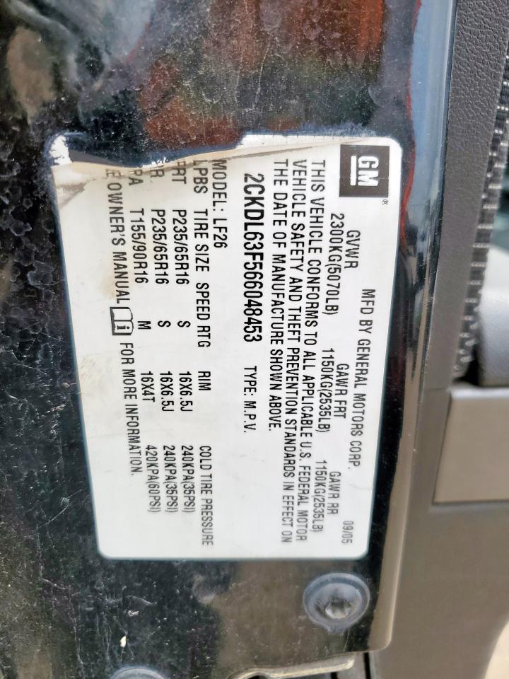 2006 Pontiac Torrent VIN: 2CKDL63F566048453 Lot: 92331905