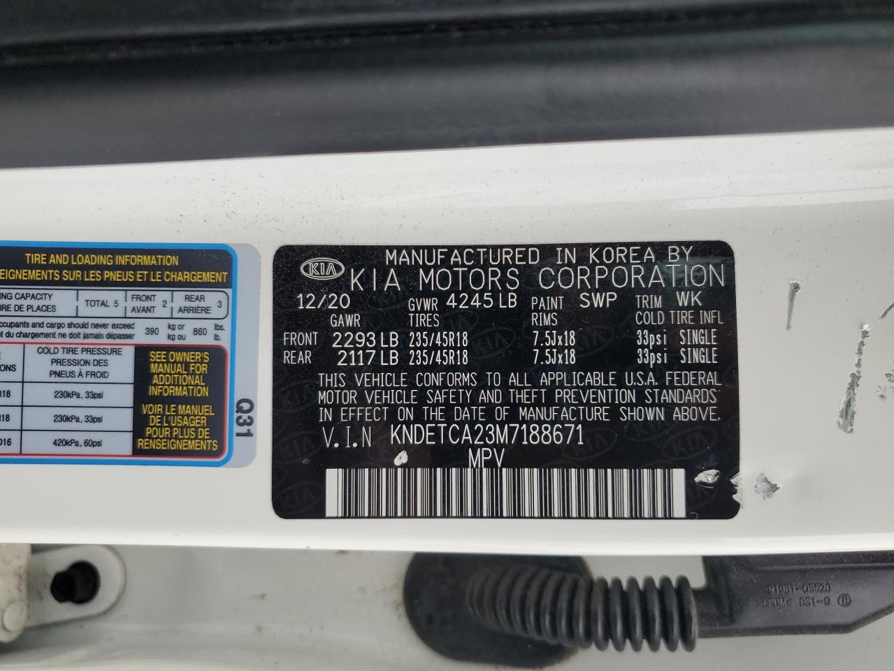 2021 Kia Seltos Sx VIN: KNDETCA23M7188671 Lot: 90577925