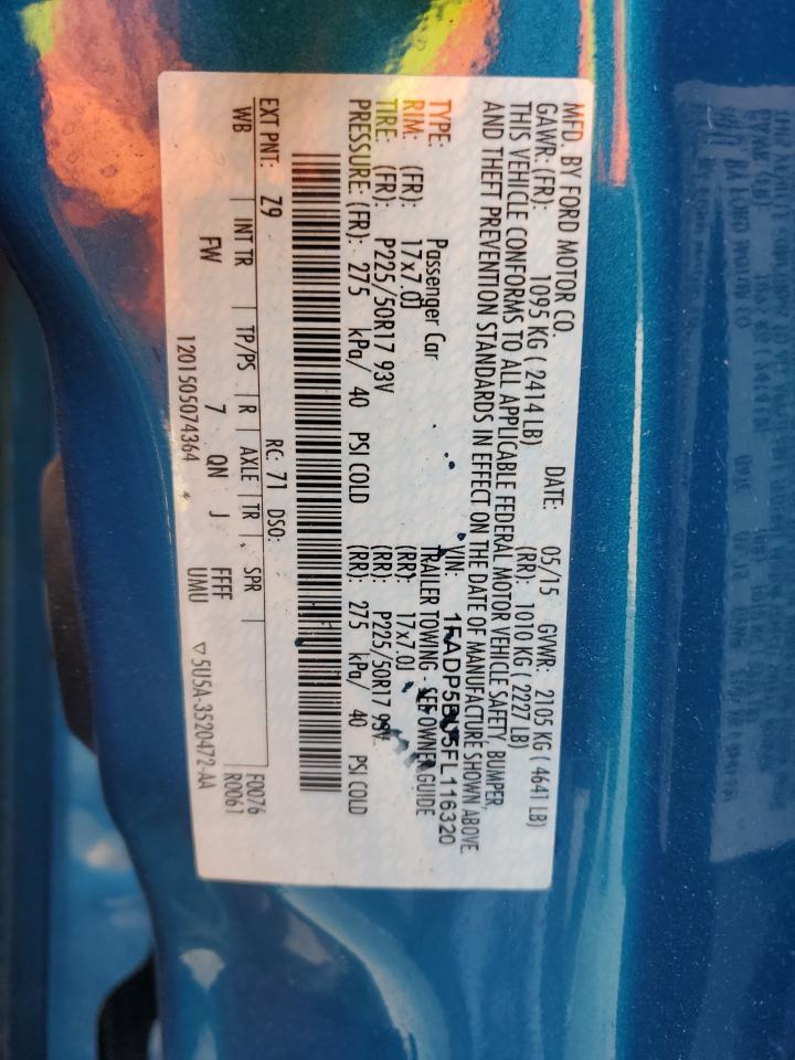 2015 Ford C-Max Sel VIN: 1FADP5BU5FL116320 Lot: 91595235